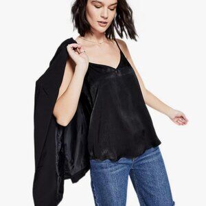 And Now This V Neckline Core Cami in Satin Black
